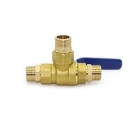 Valvola a sfera in ottone a 3 vie, Connettore for valvole a sfera in ottone a tre vie con passaggio completo maschio da 1/4" 3/8" 1/2" 3/4" 1" BSP(44989,T type)