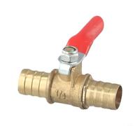 Valvola a sfera in ottone con manico rosso per chiusura della linea di acqua, aria e gas, connessione a tubo flessibile da 6 mm/8 mm/10 mm/12 mm, doppio design per uso residenziale e commerciale (φ12)