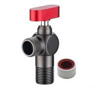 Valvola a sfera in ottone da 1/2" per scaldabagni con indicatori rossi e blu, resistenza ad alta pressione, design anti perdite, finitura spazzolata color canna di fucile grigio (grigio + rosso)