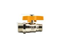 Valvola a sfera in ottone DN20 G 3/4" maschio da girare a DN15 G 1/2" maschio for acqua, gas e olio, dimensioni porta 12 mm con maniglia gialla