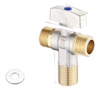 Valvola a sfera in ottone massiccio con grande flusso per un rapido controllo dell'acqua in cucina e bagno, tra cui scaldabagno, lavatrici e lavastoviglie, manico rosso blu (J)