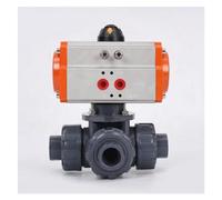 Valvola a sfera in plastica PVC a 3 vie DN50 da 2 pollici, 12 V, 24 V, 220 V CA, con attuatore pneumatico on/off.