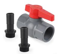 Valvola a sfera in PVC con connettore per tubo flessibile da 3/4 di pollice con chiusura a quarto di giro, per sistema di irrigazione idraulica della piscina, nero e rosso