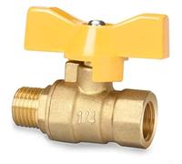 Valvola a sfera in rame per gas naturale e propano con doppia filettatura da 10,2 cm e NPT femmina da 1/2 pollice, progettata per l'arresto della linea del gas e il controllo del flusso (I 4 minuti)