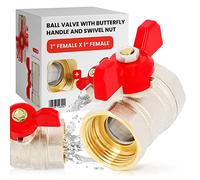 Valvola a Sfera Maniglia Farfalla 1'' x 1'' Filettatura Interna Femmina Ottone per Acqua Calda Rubinetto d'Arresto Intercettazione Robusto Tenuta