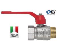 VALVOLA A SFERA MASCHIO-FEMMINA DA 1"1/2" CON LEVA ALLUMINIO ROSSA