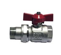 VALVOLA A SFERA MF BOCCHETTONE E FARFALLA LEVA ROSSA 1" DN 25 40 bar 580 psi