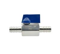 Valvola a sfera MINI in acciaio inossidabile 304 | Portagomma da 7mm -25mm 2 tubi for aria,microvalvola for connettore tubo(Blue handle,14mm x 14mm)