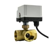 Valvola a sfera motorizzata a 3 vie da 1/2“ 3/4” 1“ 2 pollici Valvola a sfera in ottone Valvola a sfera a due linee di controllo con interruttore manuale(DN40,T TYPE_220VAC_CR02)