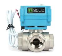 Valvola a sfera motorizzata a 3 vie elettrica - Valvola di arresto dell'acqua multiuso pesante tipo L - Valvola a 3 vie con funzione manuale, porta standard di U.S. Solid