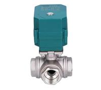 Valvola a sfera motorizzata DN25 in acciaio inox a 3 vie, passaggio pieno, coppia elevata, attuatore elettrico a 2/3 fili, AC220V DC24V DC12V(L TYPE_DC12V_CR02)