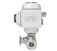 Valvola a sfera motorizzata sanitaria in acciaio inossidabile a 3 vie da 25 mm con ghiera Tri-Clamp, 220 V, 110 V, 12 V, valvole a sfera elettriche ad alta piattaforma(T TYPE-12VDC)