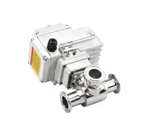 Valvola a sfera motorizzata sanitaria in acciaio inossidabile a 3 vie da 32 mm con ghiera Tri-Clamp, 220 V, 110 V, 12 V, valvole a sfera elettriche ad alta piattaforma(L TYPE-12VDC)