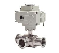 Valvola a sfera motorizzata sanitaria in acciaio inossidabile a 3 vie da 51 mm con ghiera Tri-Clamp, 220 V, 110 V, 12 V, valvole a sfera elettriche a piattaforma alta(L TYPE-220VAC)