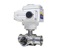 Valvola a sfera motorizzata sanitaria in acciaio inossidabile a 3 vie da 89 mm con ghiera Tri-Clamp, 220 V, 110 V, 12 V, valvole a sfera elettriche a piattaforma alta(L TYPE-12VDC)