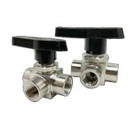Valvola a sfera orizzontale G 1/8" 1/4" 3/8" 1/2" BSPP femmina Tee L e T in acciaio inossidabile 304 for acqua, gas e olio(3/8",304_L)