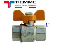 Valvola a sfera per gas F-F 1'' leva gialla a farfalla - TIEMME