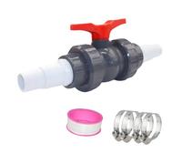 Valvola a sfera per piscina con doppio adattatore Union per tubi in PVC | Design a doppia unione per smontaggio senza attrezzi, set completo, leva a 90 gradi