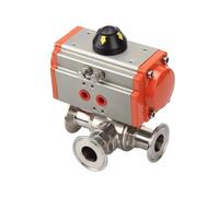 Valvola a sfera pneumatica a 3 vie 304 Tri Clamp Ferrule T/L tipo 51 mm con cilindro a doppia azione(L Type)