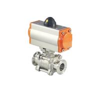 Valvola a sfera pneumatica a carico rapido a piattaforma alta in tre pezzi, valvola a sfera con morsetto in acciaio inossidabile Q611F-16P, cilindro a doppia azione(1-1/2 inch)