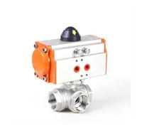 Valvola a sfera pneumatica a piattaforma alta a 3 vie in acciaio inossidabile DN40 304 con cilindro a doppia azione