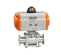 Valvola a sfera pneumatica a tre pezzi con piattaforma alta, valvola a sfera con morsetto in acciaio inossidabile Q611F-16P, cilindro a doppio effetto(1/2 inch)
