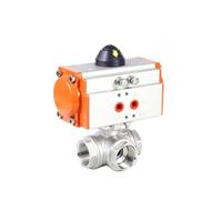 Valvola a sfera pneumatica a tre vie tipo T/L da 2-1/2 "Filettatura femmina in acciaio inossidabile Valvole a sfera pneumatiche di intercettazione a doppio effetto(L Type)