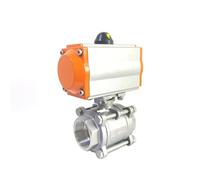 Valvola a sfera pneumatica da 2-1/2 "Valvole a sfera pneumatiche a doppio effetto in tre pezzi DN65 con filettatura femmina in acciaio inossidabile 304