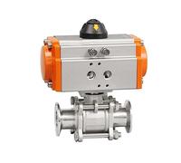 Valvola a sfera pneumatica DN15-50 a tre pezzi con piattaforma alta, valvola a sfera con morsetto in acciaio inossidabile, cilindro a doppia azione Q611F-16P(DN25)