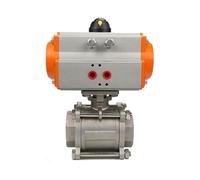 Valvola a sfera pneumatica in tre pezzi DN100 Cilindro a doppia azione in acciaio inossidabile 304