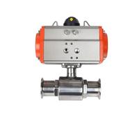 Valvola a sfera sanitaria da 32 mm con ghiera Tri Clamp tipo 304 in acciaio inossidabile con cilindro a doppia azione