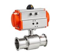 Valvola a sfera sanitaria da 76 mm con ghiera Tri Clamp tipo 304 in acciaio inossidabile con cilindro a doppia azione