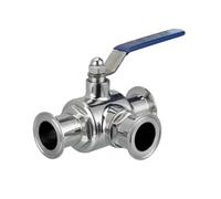 Valvola a sfera sanitaria in acciaio inossidabile 304 a 3 vie 3,8 cm OD 50,5 mm Tri morsetto tipo ghiera per alimenti fatti in casa Diario (63 mm, tipo L)