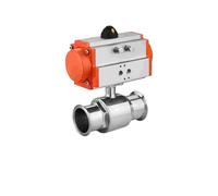 Valvola a sfera sanitaria in acciaio inossidabile 304 da 25 mm, due pezzi, tipo ghiera Tri-Morse con cilindro a doppia azione, 1 pezzo