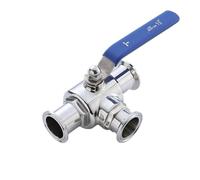 Valvola a sfera sanitaria in acciaio inossidabile a 3 vie, Tri Clamp, T/L, ghiera 50,5/64/77,5 mm, for produzione di birra fatta in casa(25mm x Ferrule 50.5,T Type)