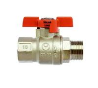 Valvola a sfera Solar Line con maniglia a farfalla realizzata in ottone per impianti solari MF 3/4'