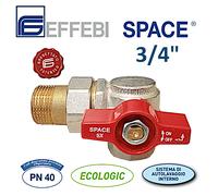 Valvola a sfera squadra rossa sinistra con bocchettone 3/4 per collettore Effebi