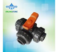 VALVOLA A SFERA TRE VIE PVC - FIP - O-RING EPDM - INDUSTRIA - TRATTAMENTO ACQUE