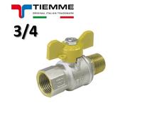 Valvola a sfera URAGANO per GAS maschio - femmina 3/4'' con leva farfalla gialla