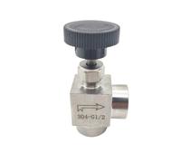 Valvola a spillo filettata femmina in acciaio inossidabile 304 1/8", 1/4", 3/8", 1/2", valvola di regolazione del flusso dello strumento, valvola a valvola ad angolo retto(3/8")