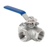 Valvola a tre vie a sfera in acciaio inossidabile 304 a porta completa 2P Connessione femmina per linee idrauliche manuali 304T-type DN32