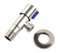 Valvola a triangolo in acciaio inox, valvola di arresto dell'acqua a un quarto di giro, per scaldabagno WC, bagno, cucina, con etichette calde e fredde, uscita di ingresso da 1/2 pollici, struttura