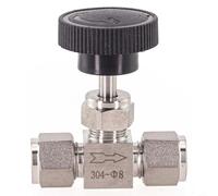 Valvola ad ago in acciaio inossidabile 304 con design regolabile e connessione a ghiera per un controllo efficace dei mezzi corrosivi e non corrosivi (Φ8mm)