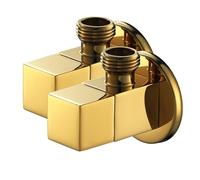 Valvola ad Angolo, 2 Pezzi Universale in Rame per Rubinetto del Bagno, Rubinetto Sottolavabo ad Angolo per Lavabo, Bidet, Lavatrice, Tappo Vasca da Bagno, 1/2" * 3/8”