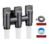 Valvola ad angolo a 3 vie in rame con interruttori indipendenti per lavatrice, lavandino e WC, design compatto per spazi ristretti, connessione filettata da 10,2 cm (B)
