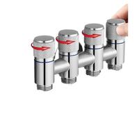 Valvola ad angolo a 5 vie da 1 pezzo, rubinetto a quattro uscite a un ingresso con controllo indipendente, distribuzione dell'acqua a(Silvery)