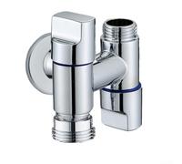 Valvola ad angolo a doppio controllo con un ingresso e due uscite per impianti idraulici per bagno cucina, struttura in ottone massiccio con spegnimento automatico funzione di sicurezza per evitare