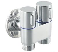 Valvola ad angolo di controllo doppia G1/2, in metallo, 1 ingresso e due uscite, valvola triangolare per lavatrice, WC, con doppia presa, per cucina, bagno e giardino