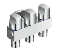 Valvola ad angolo di uscita dell'acqua a tre vie, adattatore per soffione doccia a tre vie, ingresso e tre uscite, valvola a tre vie multifunzione da 1/2 pollici (argento)