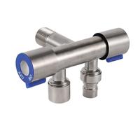 Valvola ad angolo di uscita in acciaio inox, distributore d'acqua a doppio controllo con filettatura G1/2, per irrigazione del rubinetto del WC della lavatrice